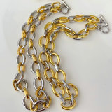 Gold and silver mix cuban chain necklace