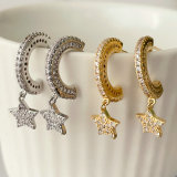Pave half hoop earring with star charm