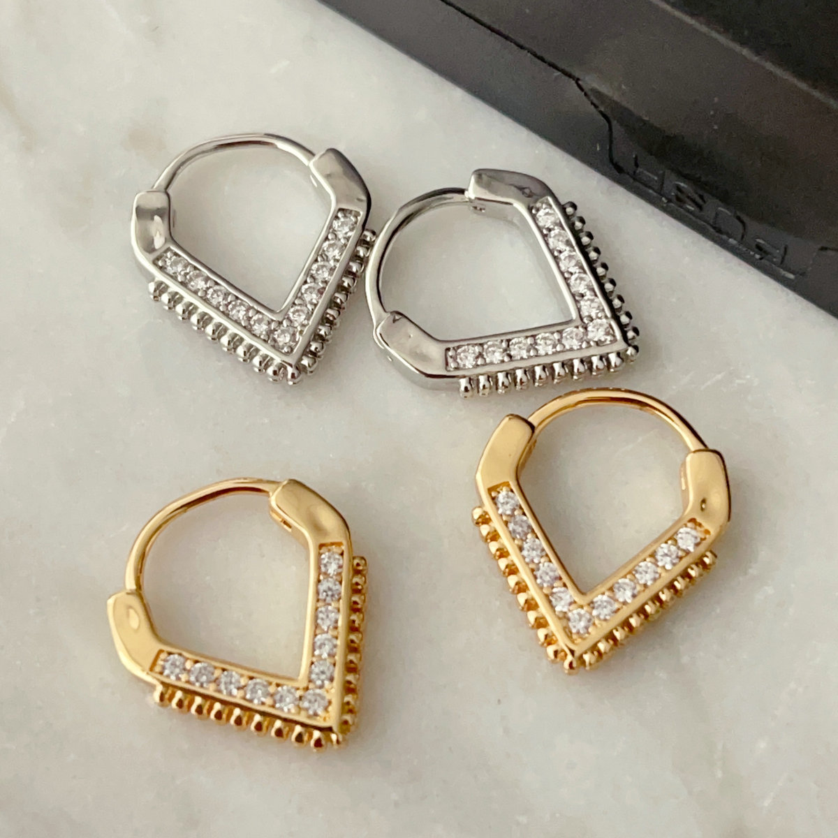 Pave v shape earrings
