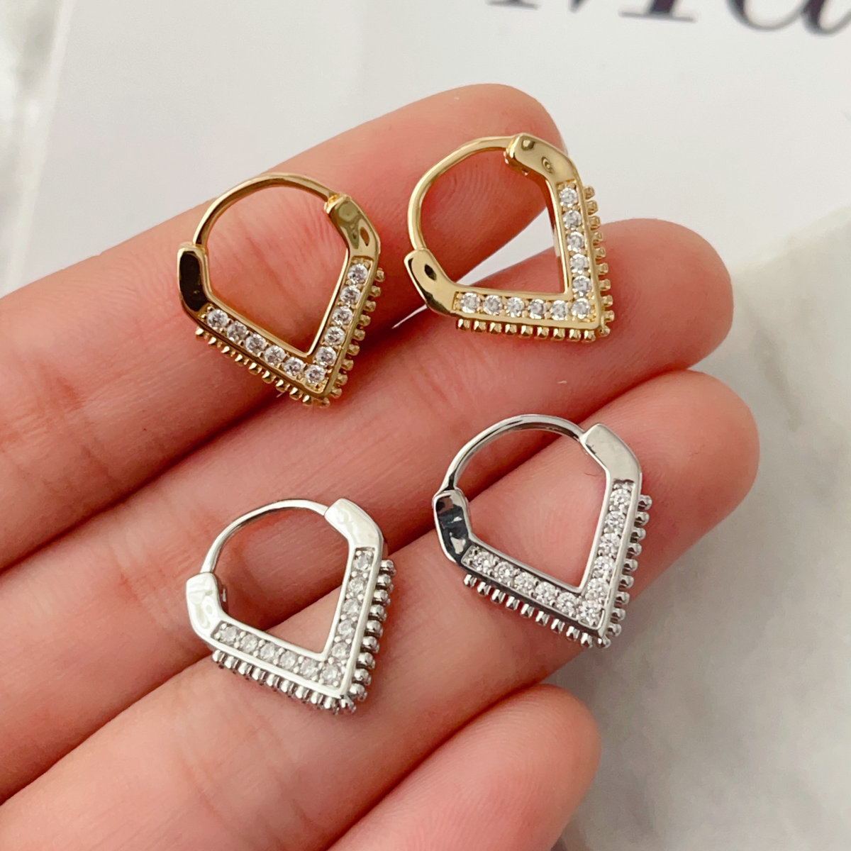 Pave v shape earrings
