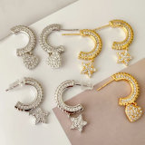 Pave half hoop earring with star charm