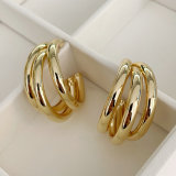 Big three fan line earrings