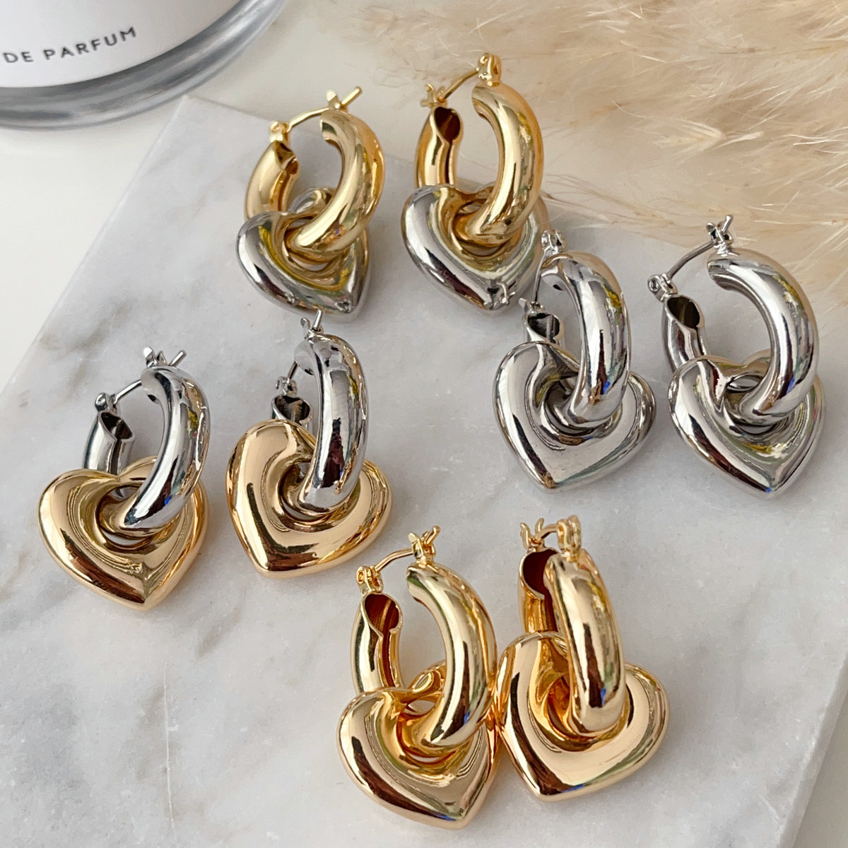 Heart drop earrings