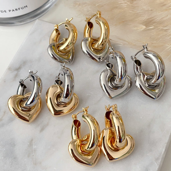 Heart drop earrings