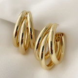 Big three fan line earrings