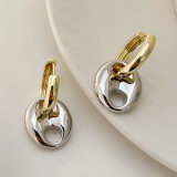 Silver pig nose pendant earrings