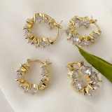 Pave heart zircon hoop earrings