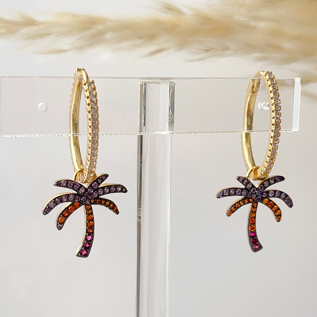 Coconut tree pendant earrings
