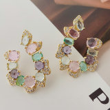 Pave pink colorful earrings