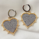 Black heart pendant earrings