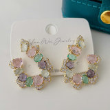 Pave pink colorful earrings