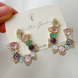 Pave pink colorful earrings