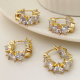 Pave heart zircon hoop earrings