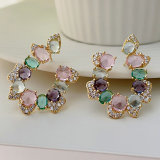 Pave pink colorful earrings