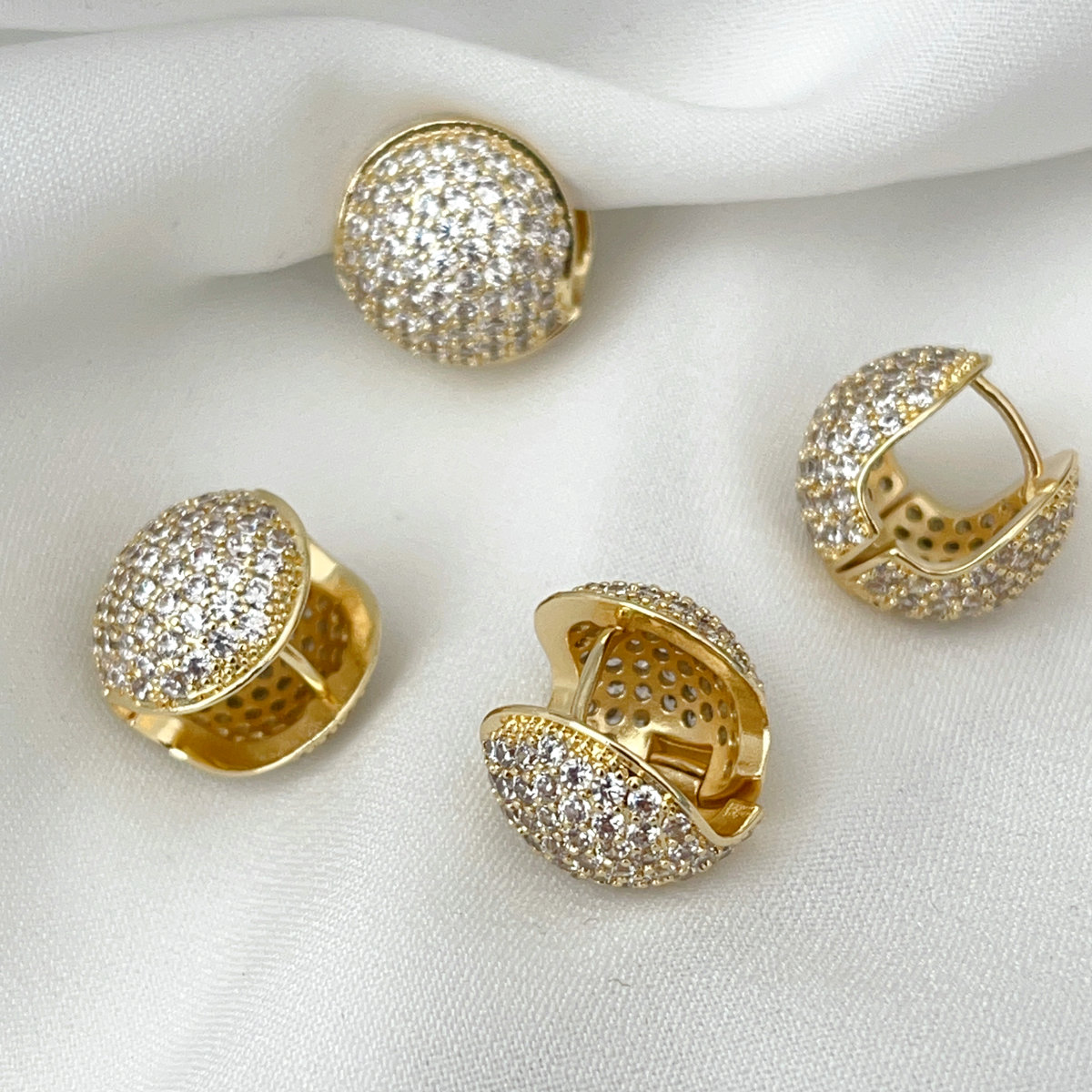 Pave zircon ball earrings