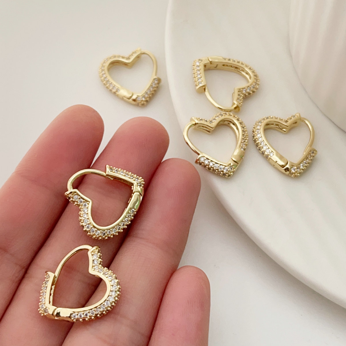 Pave heart earrings