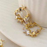 Pave heart zircon hoop earrings