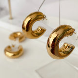 Stainless steel chunky hoops earrings