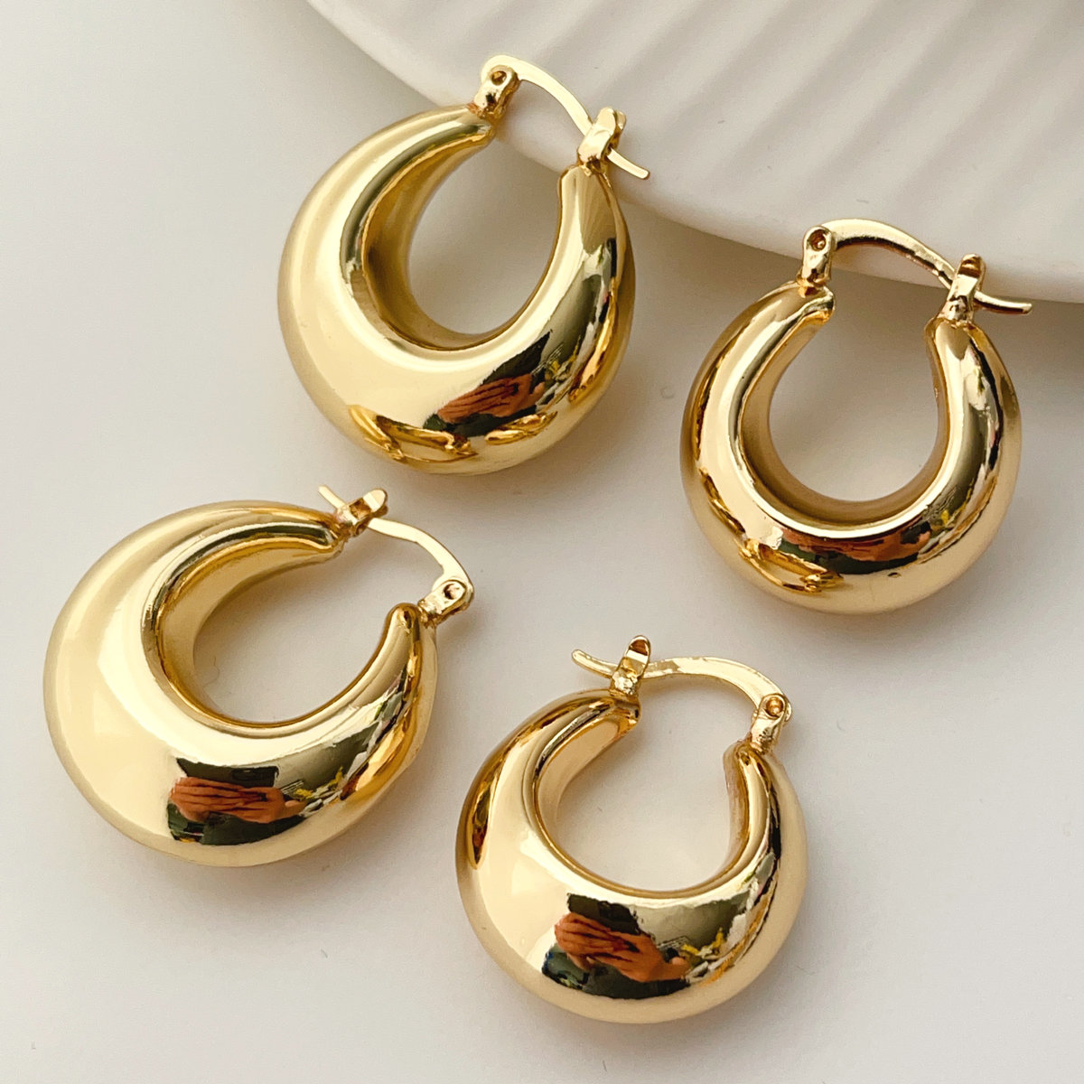 Gold chunky hoop earrings