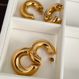 Stainless steel chunky hoops earrings