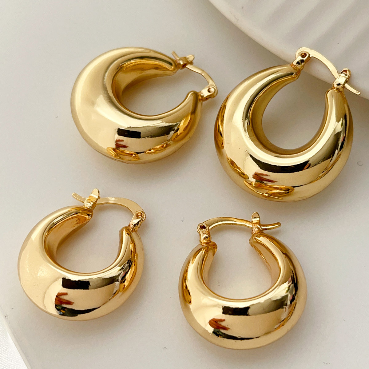 Gold chunky hoop earrings