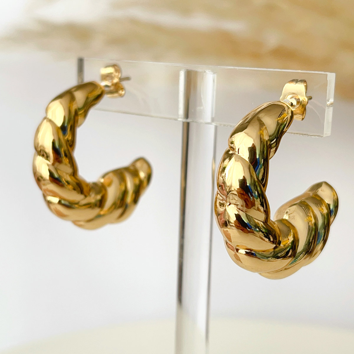 Metal chunky twist earrings