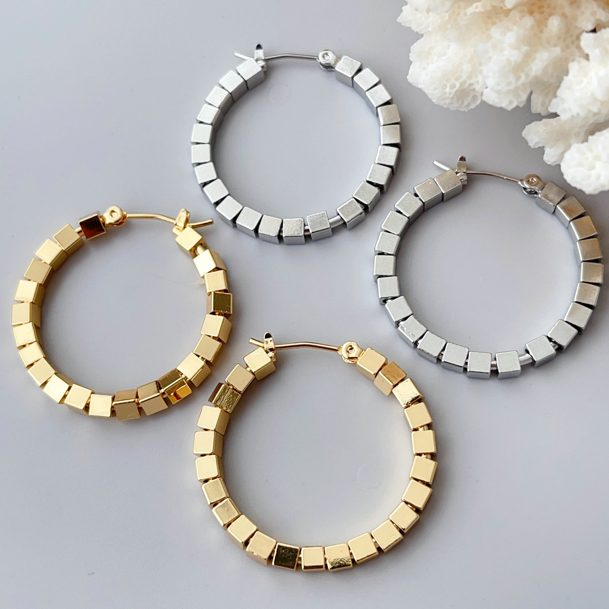 Bling square hoop earrings 30CM