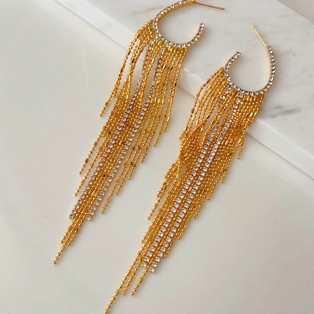 Bling long tassel earrings