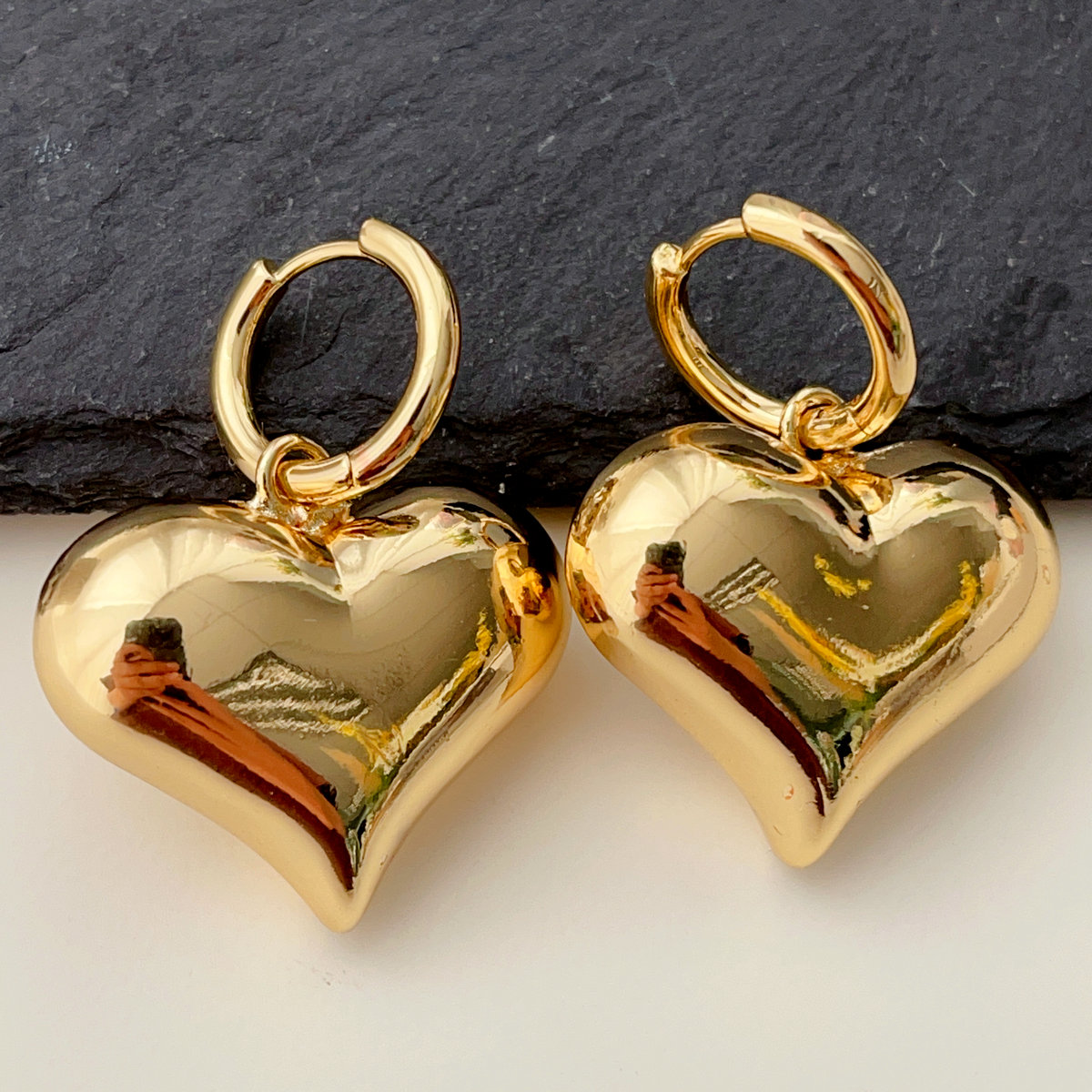 Big fat heart pendant earrings