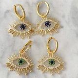 Pave zircon eye pendant earrings