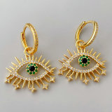 Pave zircon eye pendant earrings