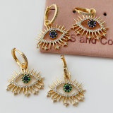 Pave zircon eye pendant earrings