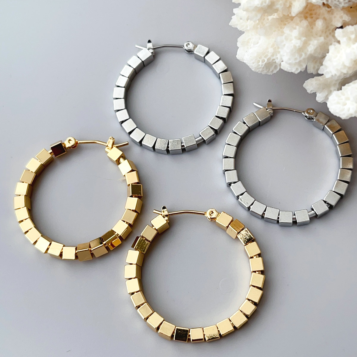 Bling square hoop earrings 30CM