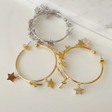 Star cross heart charms hoop earrings