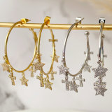 Star cross heart charms hoop earrings