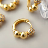 Mini pave ball hoop basic earrings 14mm