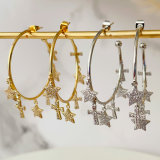 Star cross heart charms hoop earrings