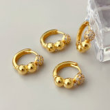 Mini pave ball hoop basic earrings 14mm