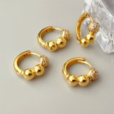 Mini pave ball hoop basic earrings 14mm