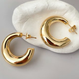 Metal hoop moon earrings
