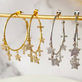 Star cross heart charms hoop earrings