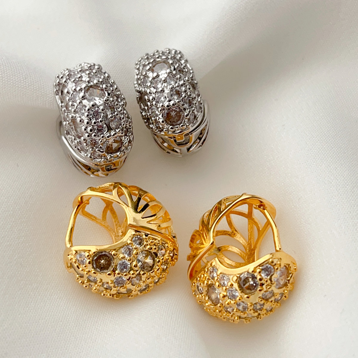 Fashion pave oval hoop earrings