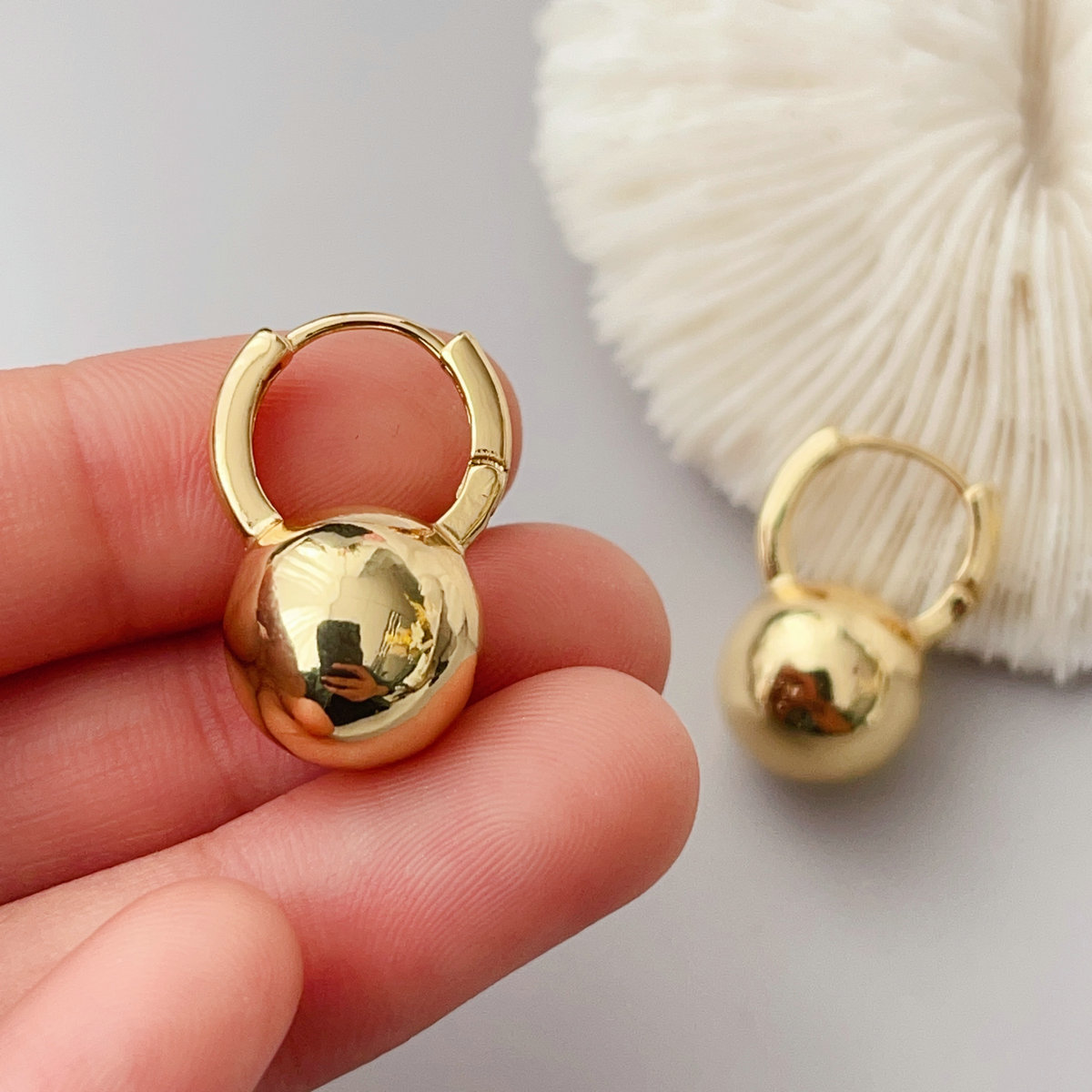 Solid Gold Ball Earrings