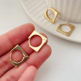 Metal square hoop basic earrings