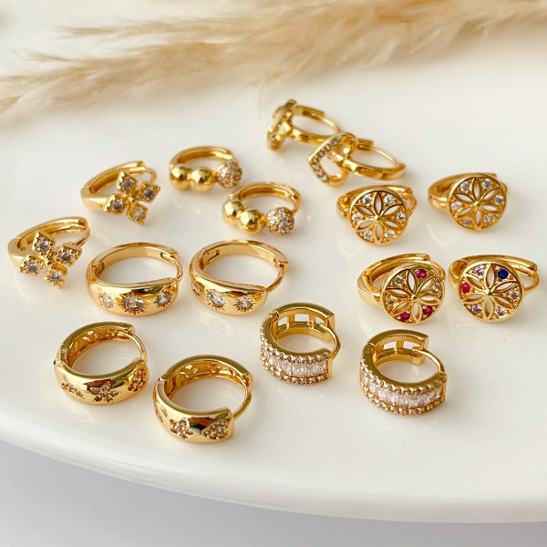 Pave basic hoop earrings 14mm