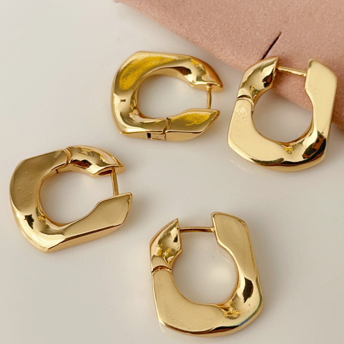 Square metal hoop earrings