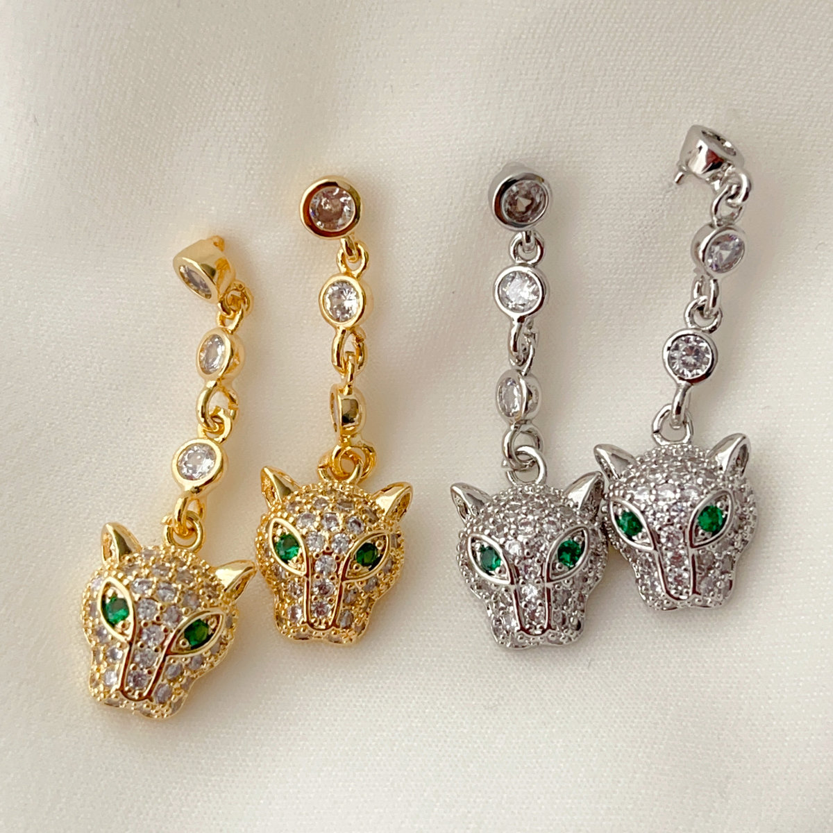 Pave tiger zircon earrings