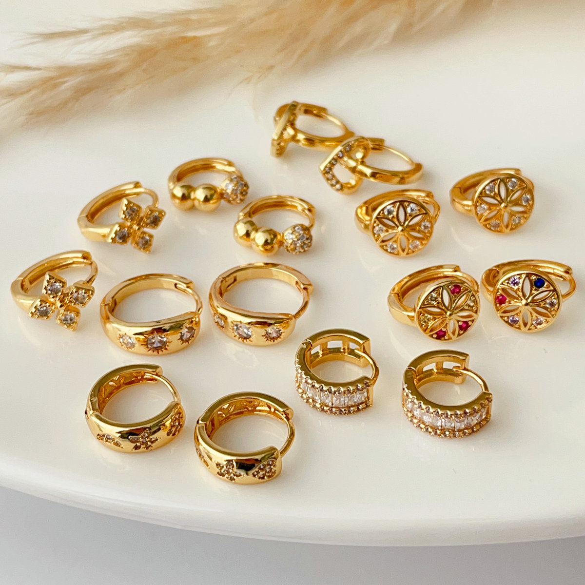 Pave basic hoop earrings 14mm
