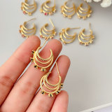 Pave fan hoop earrings