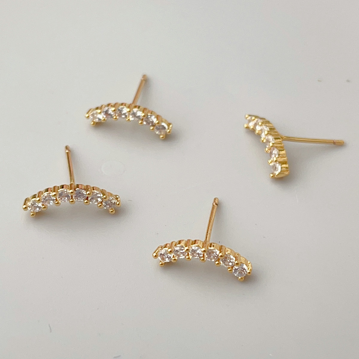 Pave basic moon earrings